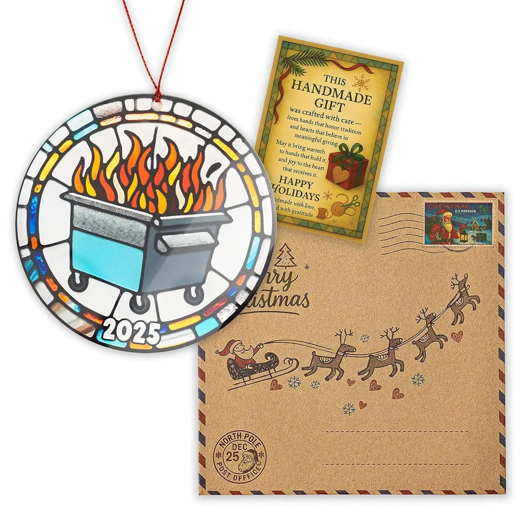 Suncatcher Ornament Acrylic Trash Can Fire Ornament Humorous Festival Pendant Festive 2025 Christmas Decoration For Gag Oasis Select