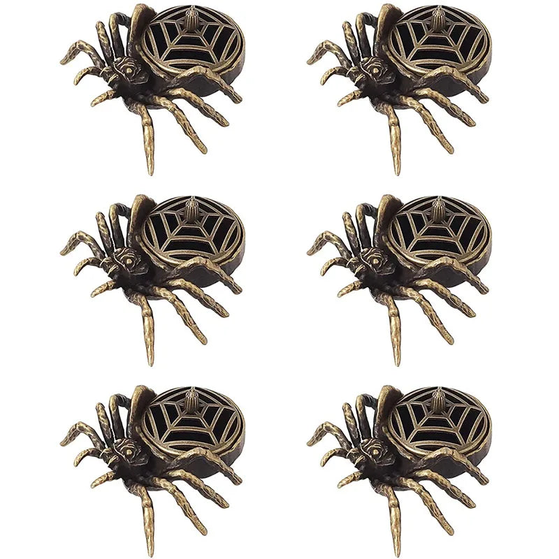 6PCS Creative Spider Incense Burner Buddhist Utensils Incense Burner Archaic Copper Alloy House Furnishings Home Decor Wholesale Oasis Select 6pcs