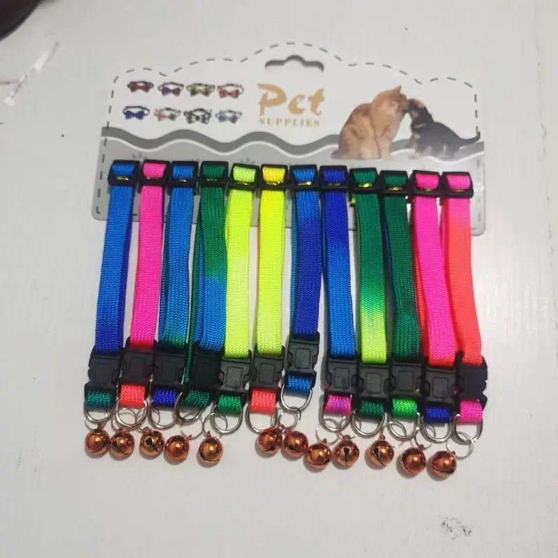 12Pcs 6 Colors Pet Cat Puppy Buckle Collar With Bell Footprint Mix Color Anti-Lost Dog Collars Pet Accessories Oasis Select A5