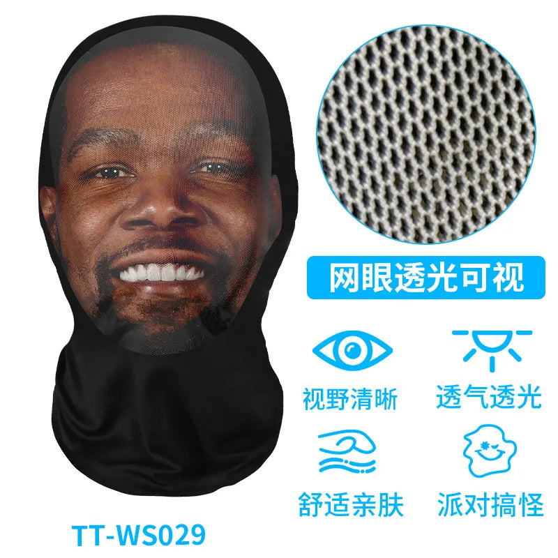 New 3D Printed Funny Mask Elastic Mesh Disguise Full Face Mask for Men Women Cosplay Headwear Hip Hop Fashion Hood Hat Headgear Oasis Select I