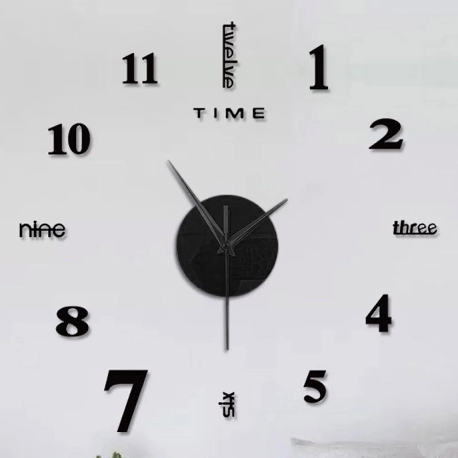2024 New Creative Wall Clock Living Room DIY Wall Sticker Clock Mute Wall Clock Home Decorate Wall Digital Clock Needle Watch Oasis Select Black