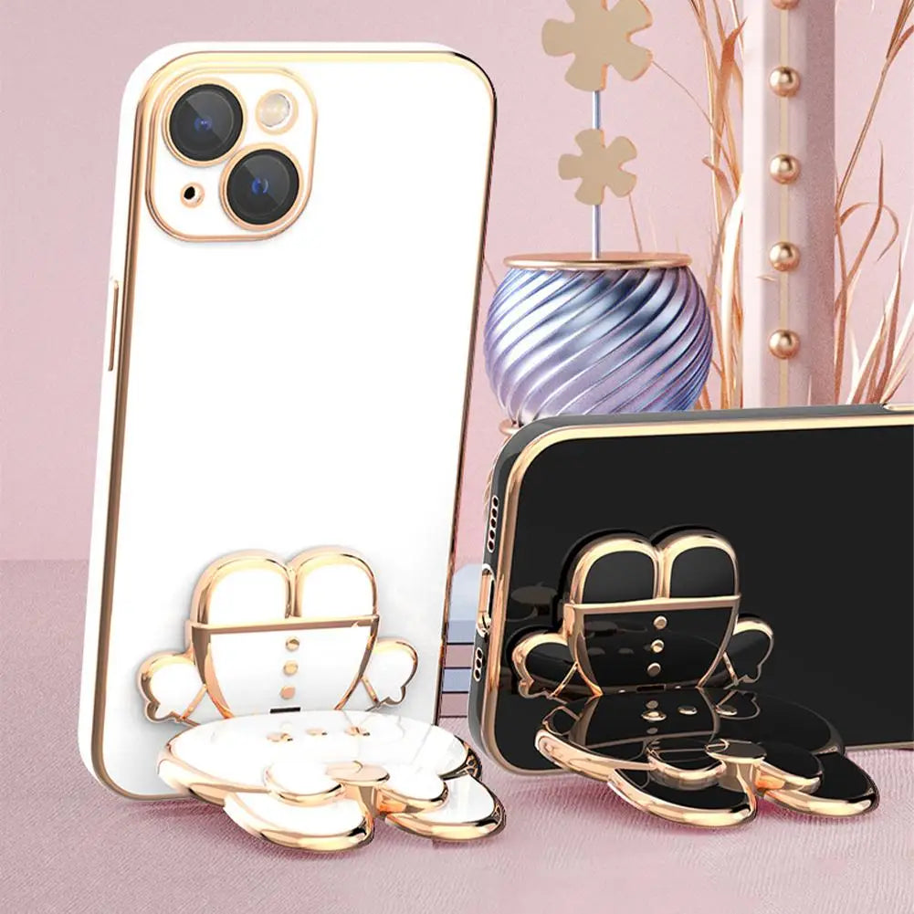 Cute Cat Phone Stand & Finger Holder with Makeup Mirror