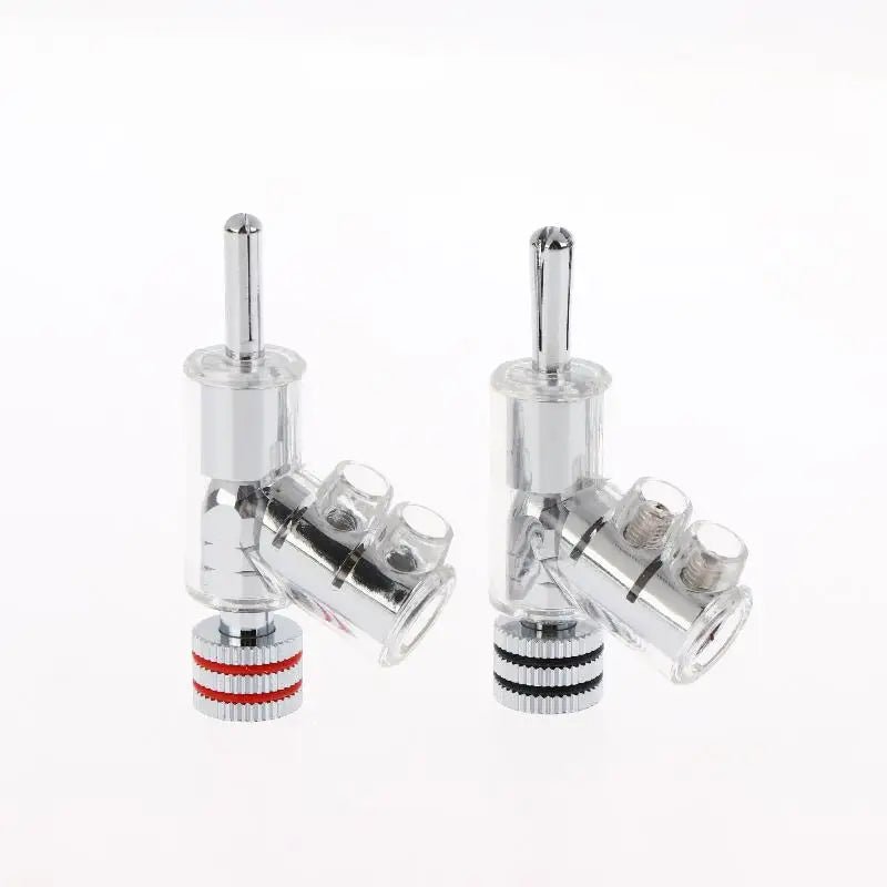 2/4Pcs HIFI Gold/Rhodium Plated Lockable Speaker Cable Banana Plug Connector Self-locking Audio Accessories Oasis Select 2pcs silver