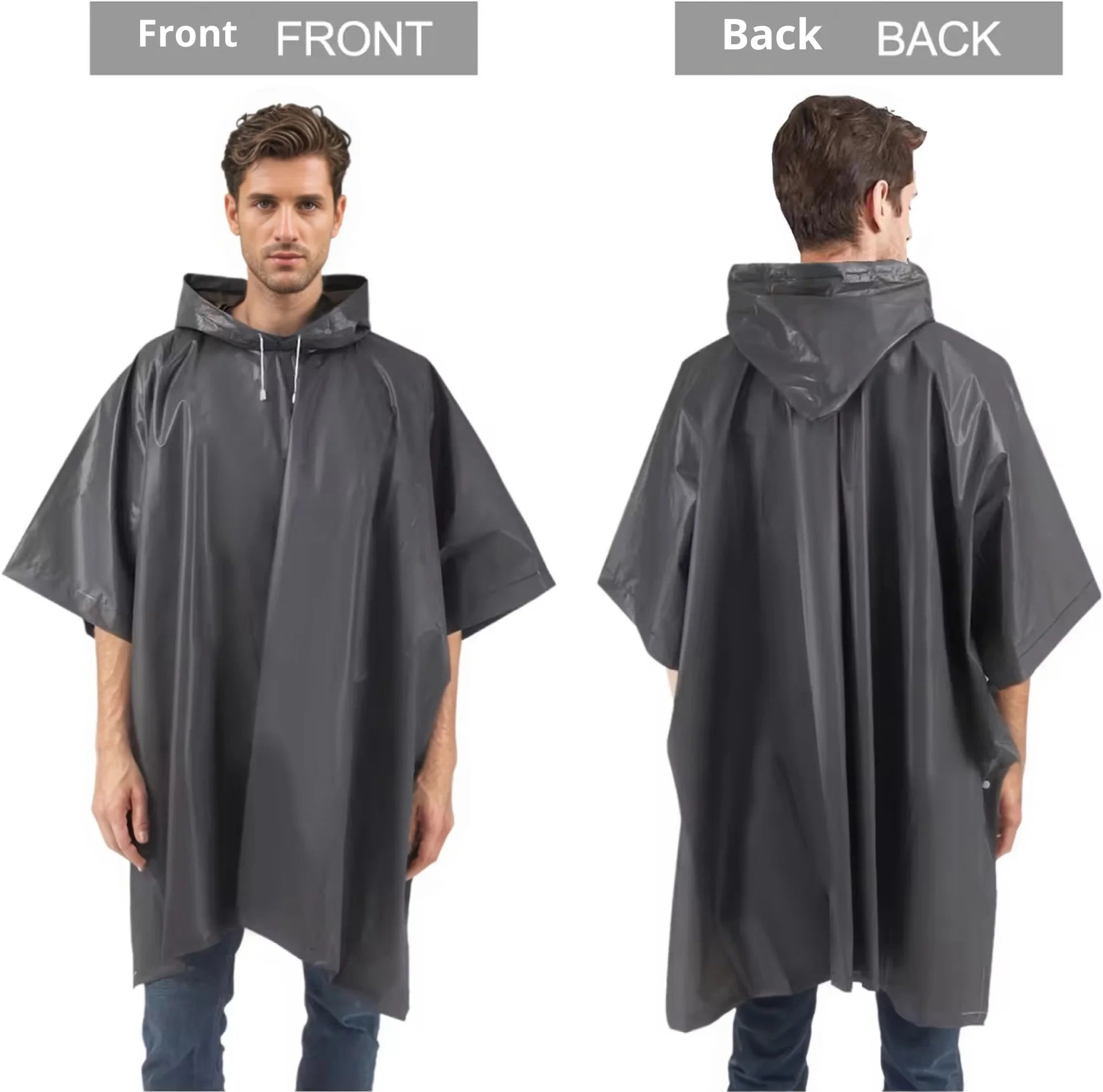 3 In 1 Outdoor Raincoat Hooded Sleeve Waterproof Rain Poncho Motorcycle Rain Cover Camping Hiking Travel Rainwear Tent Oasis Select