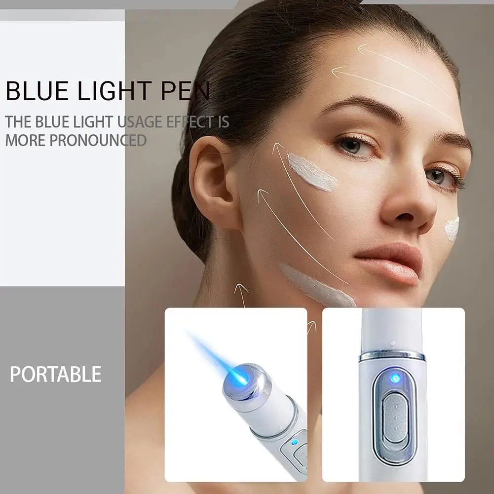Under-Eye Blue Light Therapy Pen for Face, LED Light Massage Beauty Device with Heat, Vibration, for Dark Circles & Puffiness Oasis Select