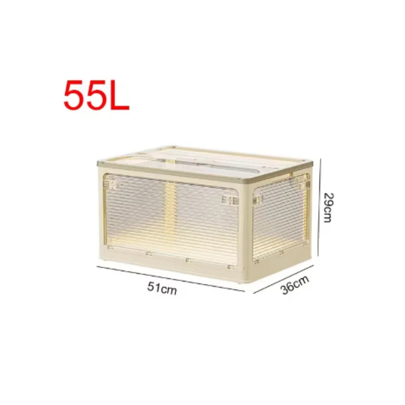 Large Capacity Storage Box with Lid Toys Books Food Sundries Organizer Foldable Car Storage Bin Closet Clothes Container Outdoor Oasis Select Cream 55L