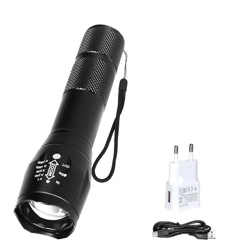 2-in-1 UV & White LED Zoomable Flashlight | 395nm Torch