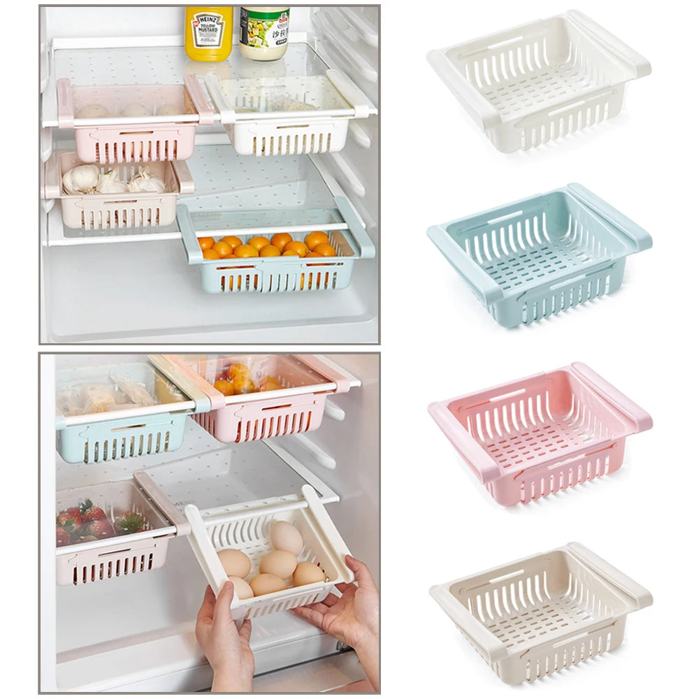 Adjustable Retractable Fridge Storage Rack & Drawer Organizer Kitchen Storage Rack Oasis Select