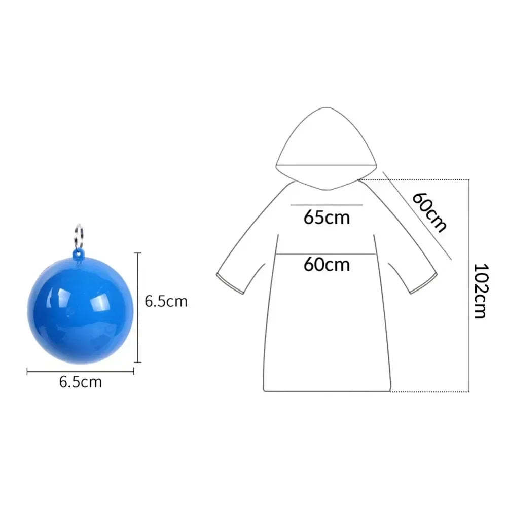 New Portable Disposable Raincoat Keychain Compression Ball Pocket Ball Outdoor Adult Travel Hangable Poncho Camping Gear Oasis Select
