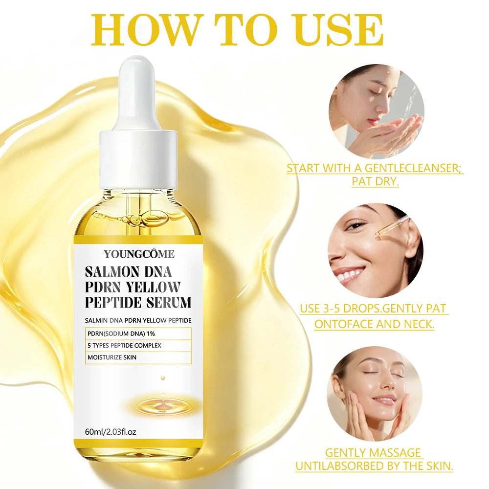Salmon DNA PDRN + Yellow Peptide Complex Serum - Face Firming, Hydrating, Skin Repair, Radiance Glow, Lifting Treatment for Dull Oasis Select