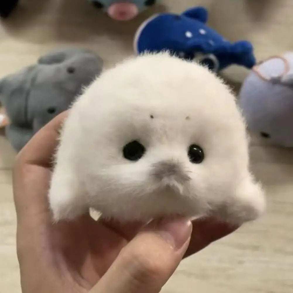 Cute Seal Plush Keychain – Kawaii Stuffed Animal Fidget Toy