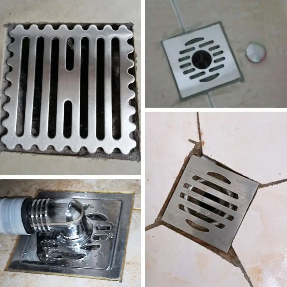 Square Floor Drain Cover Stainless steel convenient Shower Drain Hole Filter no rust Floor drain pad Bathroom Hardware Parts Oasis Select