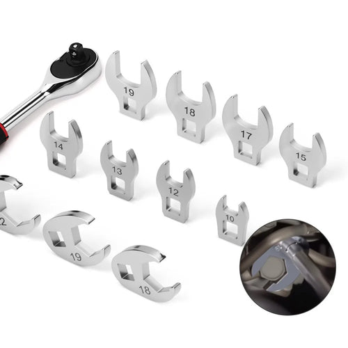 10-Pc 3/8" Drive Crowfoot Wrench Set 10–22mm Open End Spanner Crowfoot Wrench Set Oasis Select