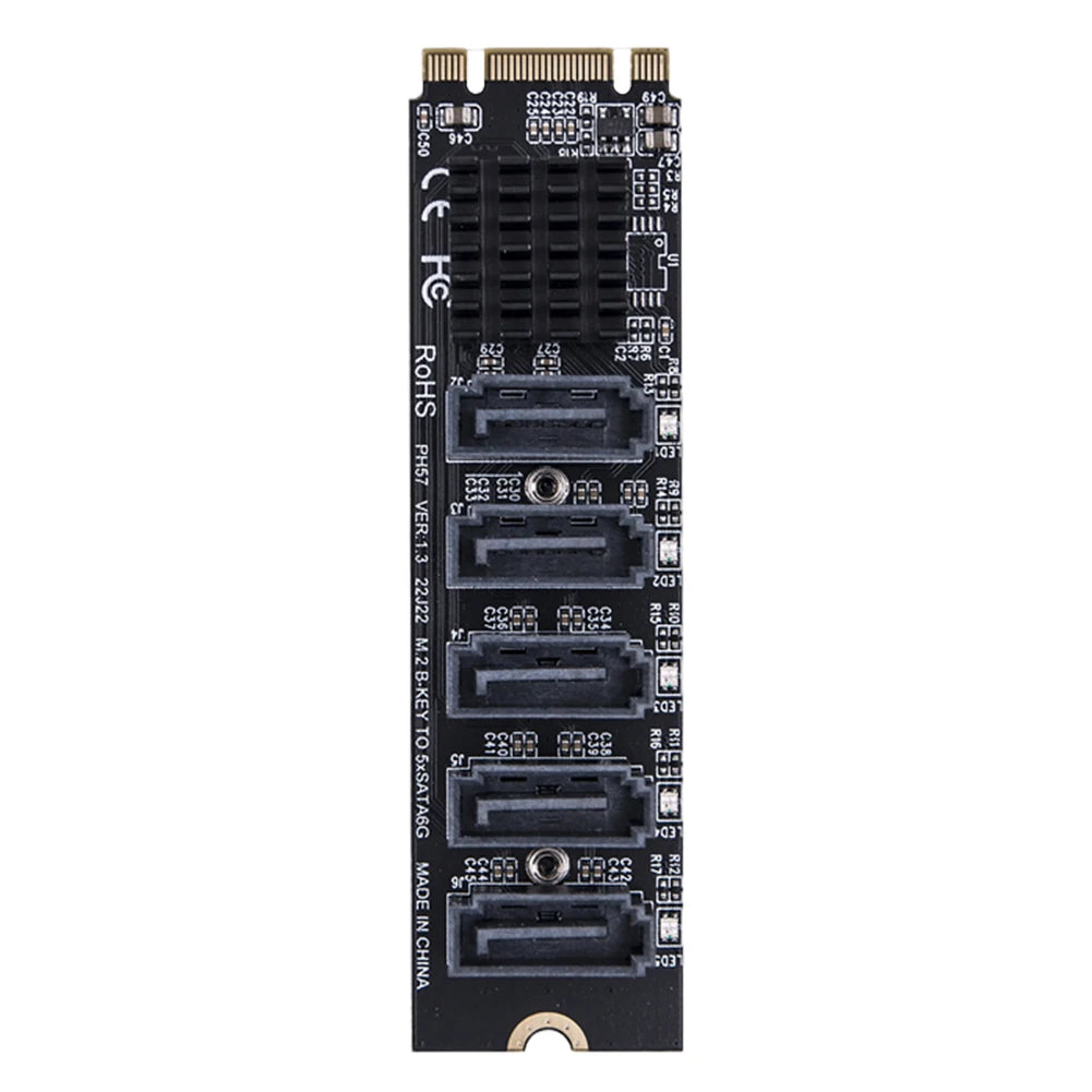 M.2 M-Key to SATA 3.0 Riser Card – 5/6 Port PCIe Adapter PCIe Riser Card Oasis Select NGFF to 5 port SATA Australia