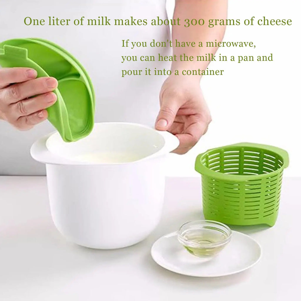 Cheese-Making Kit with Mold Set, Tofu Press & Filter Drain, Green Cheese Mold Stamper, DIY Home Cheese Making Supplies Oasis Select
