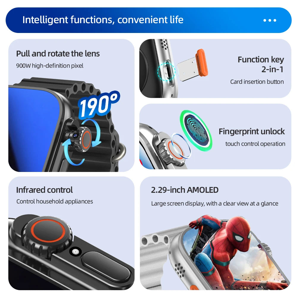 DW100 Pro Updated DW200 Pro 5G LTE Full Netcom Android 13.0 Smartwatch Smart Watch With Rotary Camera Touch ID Infrared function Oasis Select