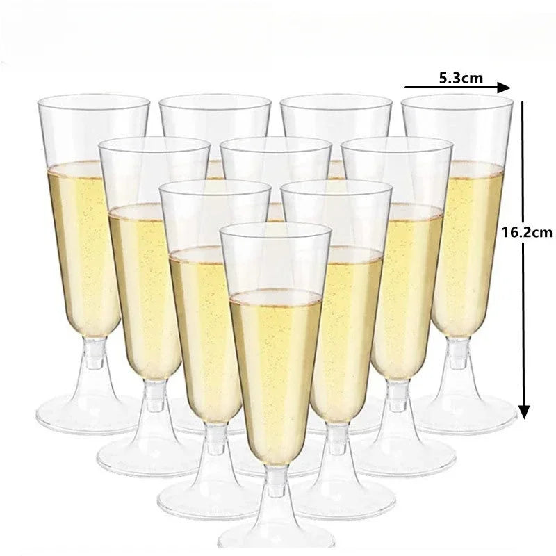 50pcs Champagne Flutes Cups Disposable Plastic Wine Glasses Clear Toasting Glasses Cocktail Cups for Bar Weddings Party Oasis Select