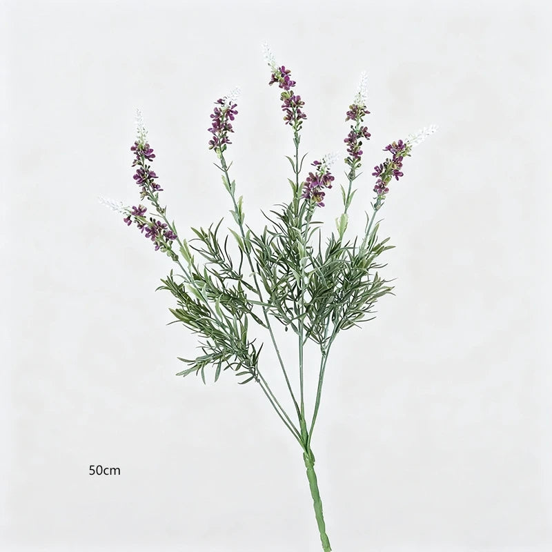 7-Branch 38cm Artificial Lavender Bouquet for Home Table Decor Hotel Wedding Floral Arrangement Fake Flower Oasis Select 7-Branch D-50cm