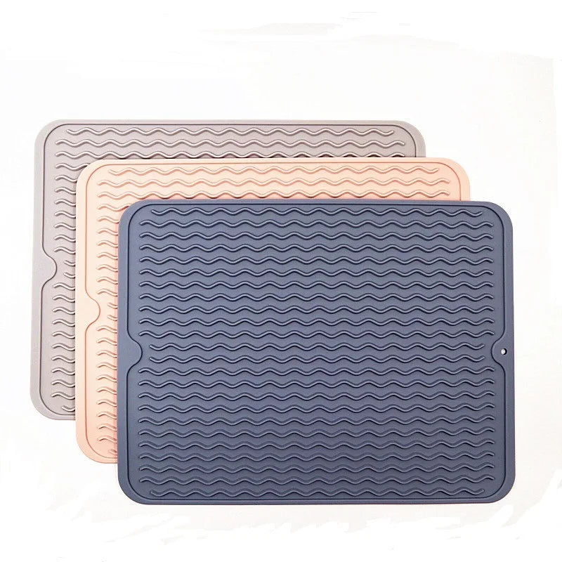 Silicone Water-draining Mat Water-patterned Placemat Foldable Table Mat Tableware Mat, Wine Glass Nordic Simple Dining Mat Oasis Select