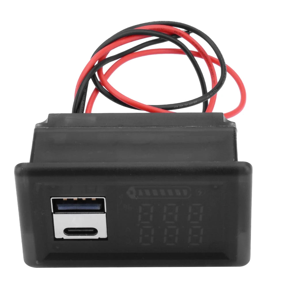 ZFX-3079 Acid Battery lithium DC 9~24V Universal LED Dual Digital Display Power Indicator Dual Interface Voltmeter USB Type-C Oasis Select