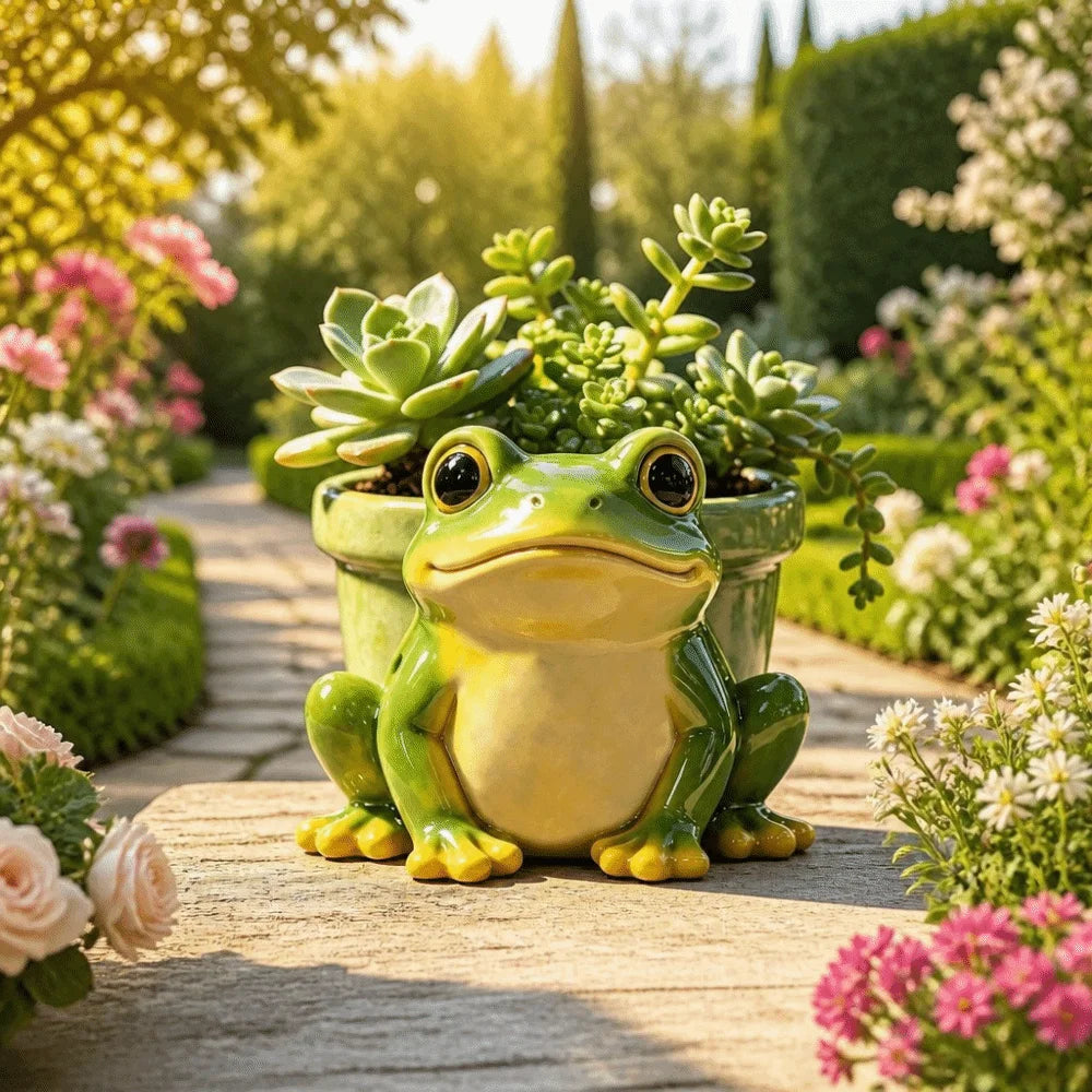 Resin Frog Flower Pot – Funny Garden Succulent & Pencil Holder Resin Decorative Planter Oasis Select