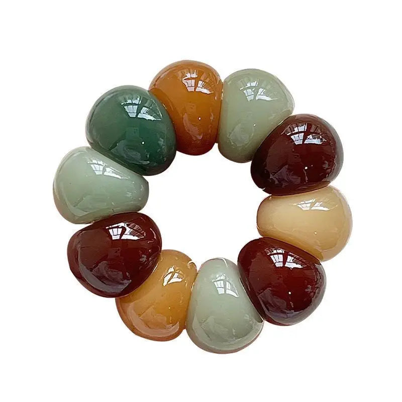 Zen Mala Prayer Bead Finger Ring Color Polished Curved Bead Buddhist Meditation Band, Spiritual Stress Relief Worry Bead Jewelry Oasis Select multicolored