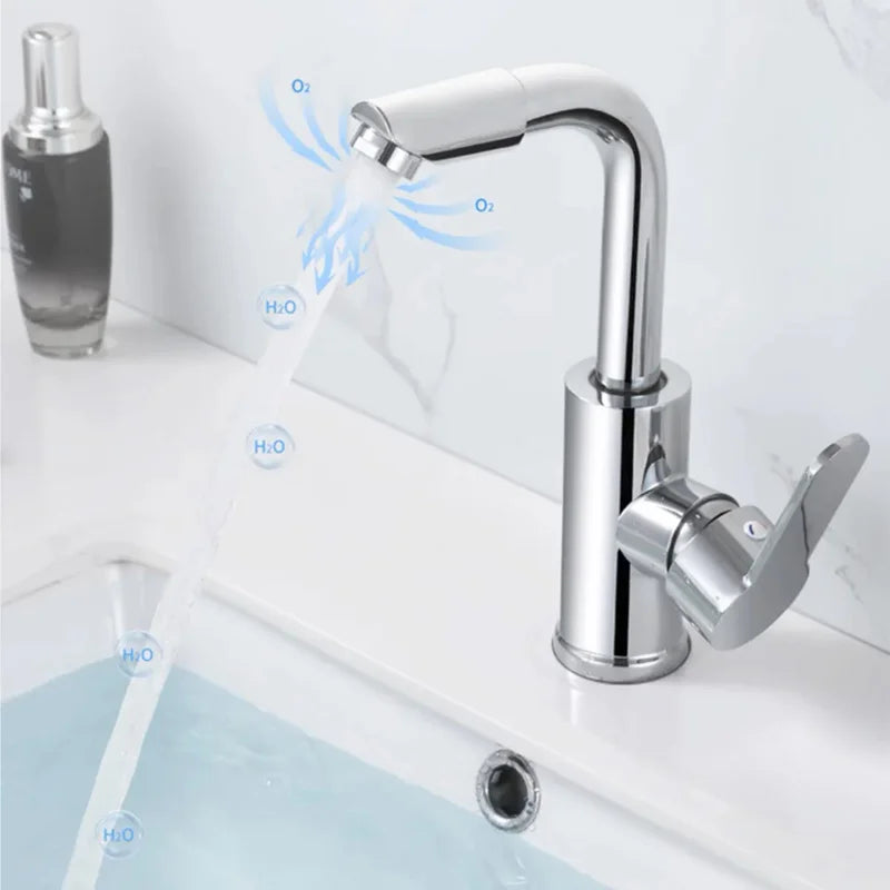 Cold Hot Mixer Tap Bathroom Chrome Plated Durable Faucet Polished Silver Swivel Basin Sink Tap Zinc Alloy Body Oasis Select