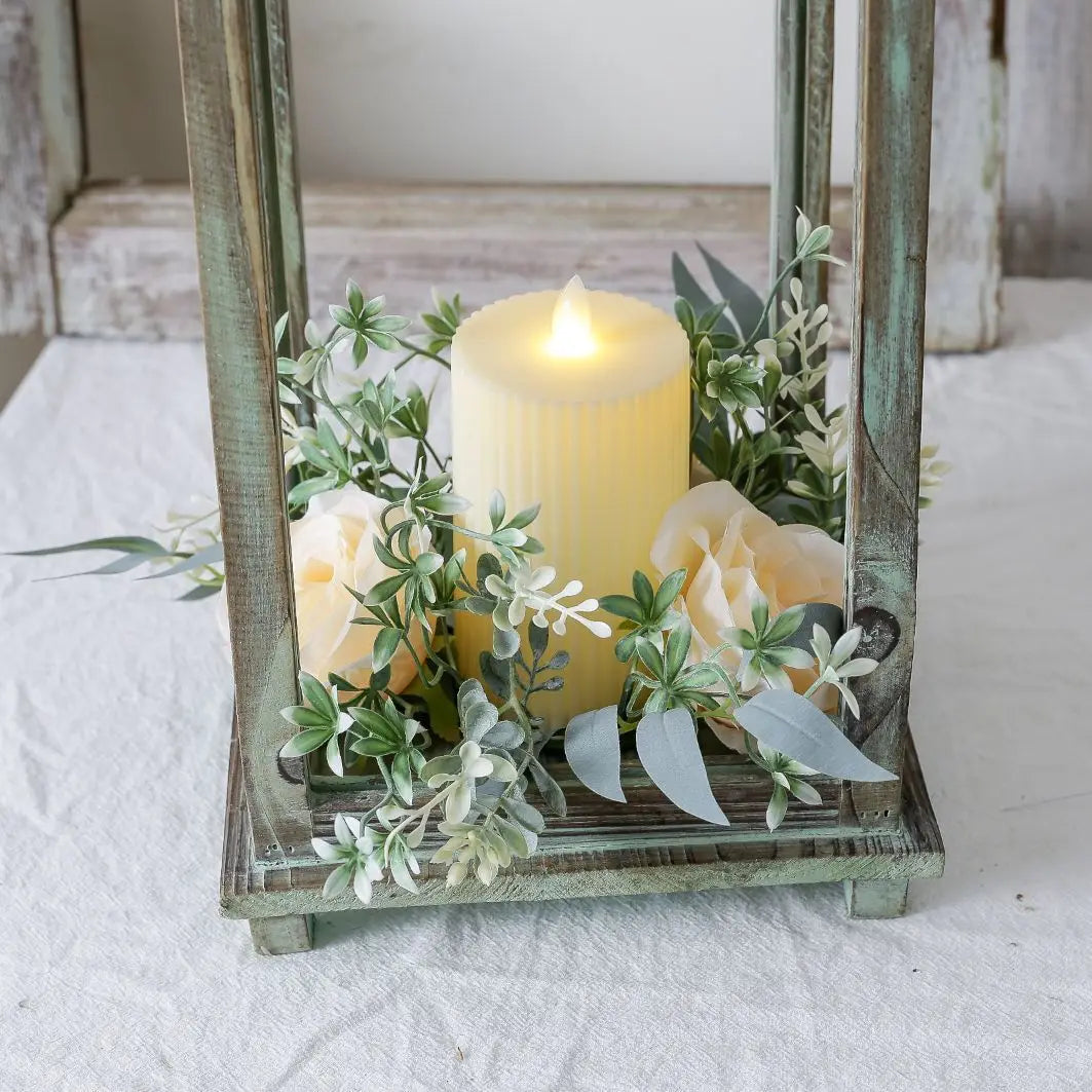Artificial Rose Candle Ring Pillar Candles Greenery Flower Wreath Seasonal Candle Ring For Wedding Centerpiece Holiday Decor Oasis Select