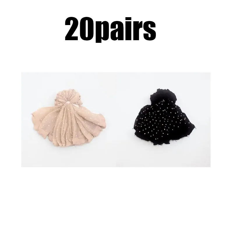 10/20/30pairs Cool Breathable Summer Sexy Black Skin Dot Sock Solid Color Dot Socks Women Girls High Stretch Mesh Nylon Sock Oasis Select 20pairs mix 1 One Size