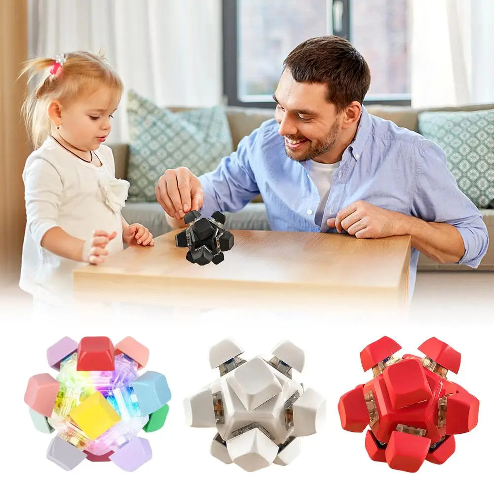 Stress Reliever 12 Key Flashing Light Mechanical Keyboard Ball Fingertip Pressing Repair Decompression Gift Toy for Adults Kids Oasis Select