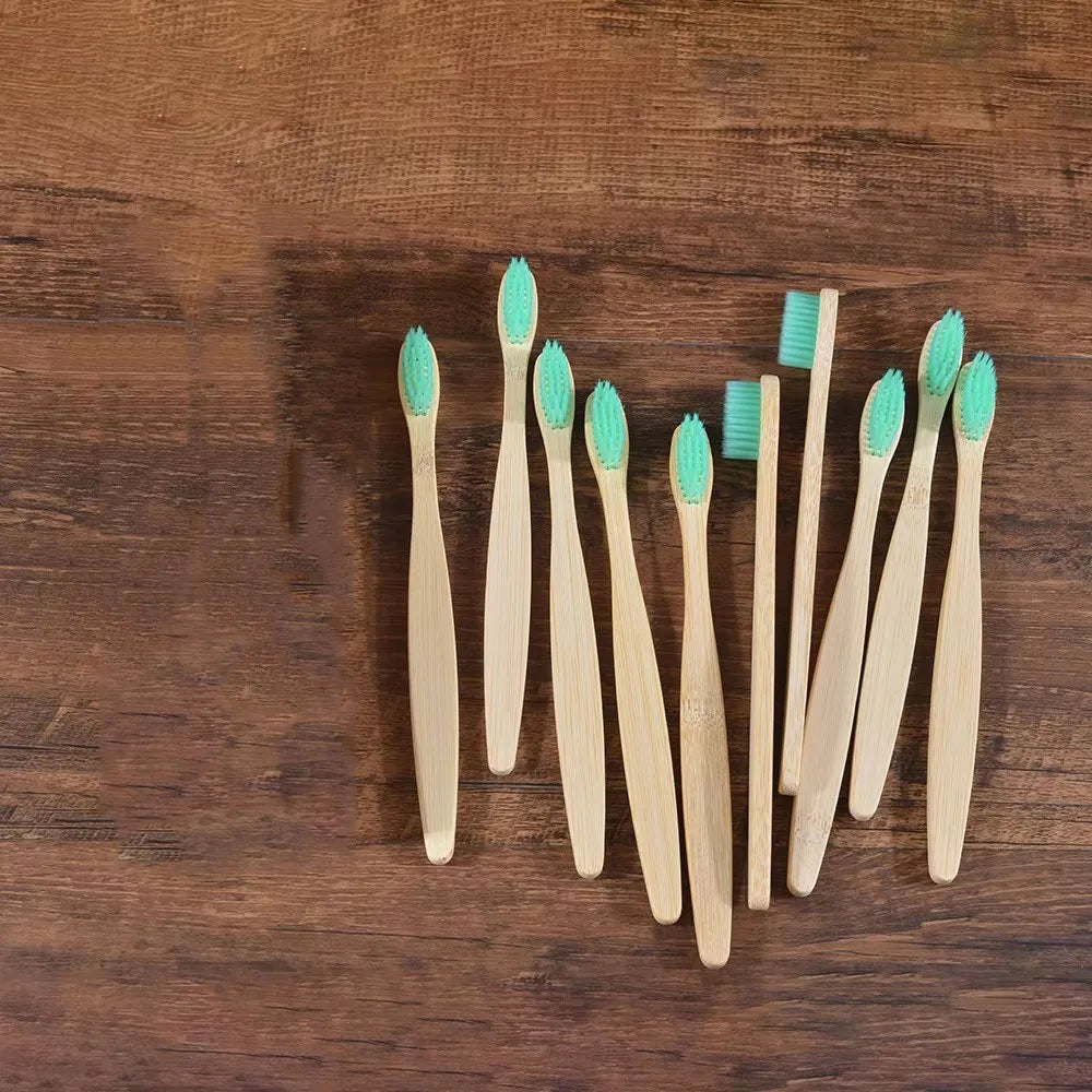 10/20pcs Soft Toothbrush Bristles Bamboo Toothbrush Eco Friendly Childrens Toothbrushes Biodegradable Oral Care Tooth Brush Oasis Select 10pcs Light green