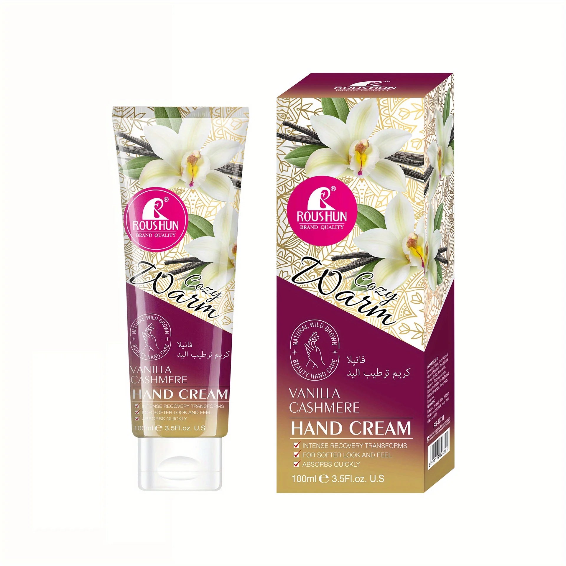 ROUSHUN Vanilla Hand Cream 100ml – Hydrating & Non-Greasy