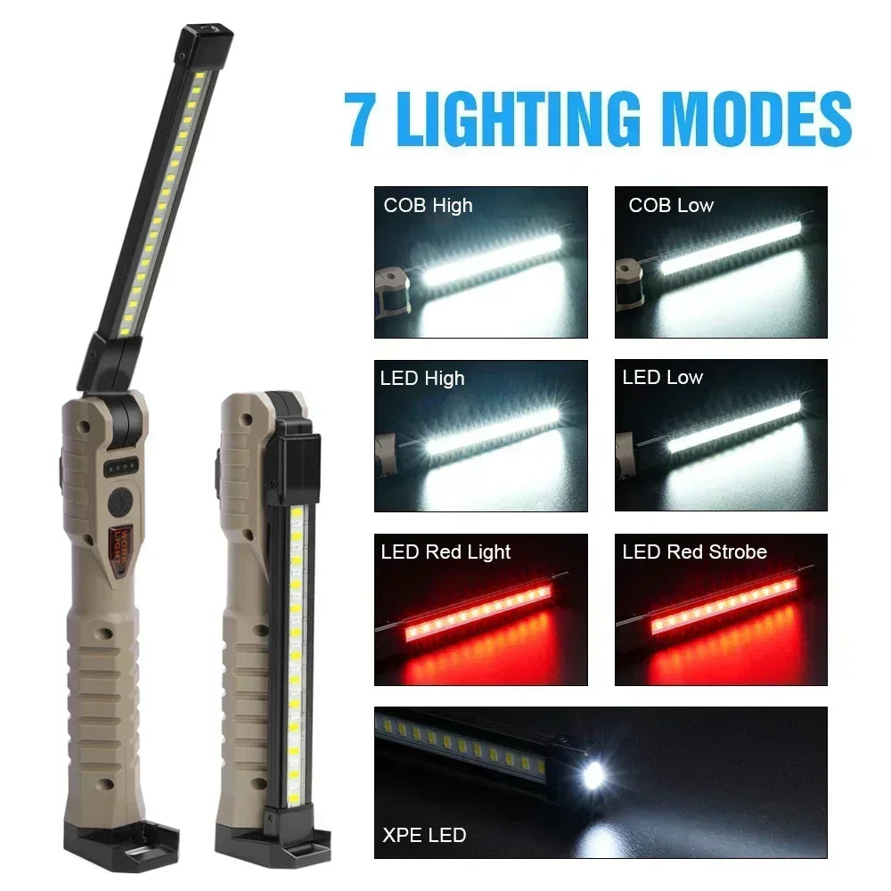 Folding COB XPE LED Work Light – Rechargeable Torch & Flashlight