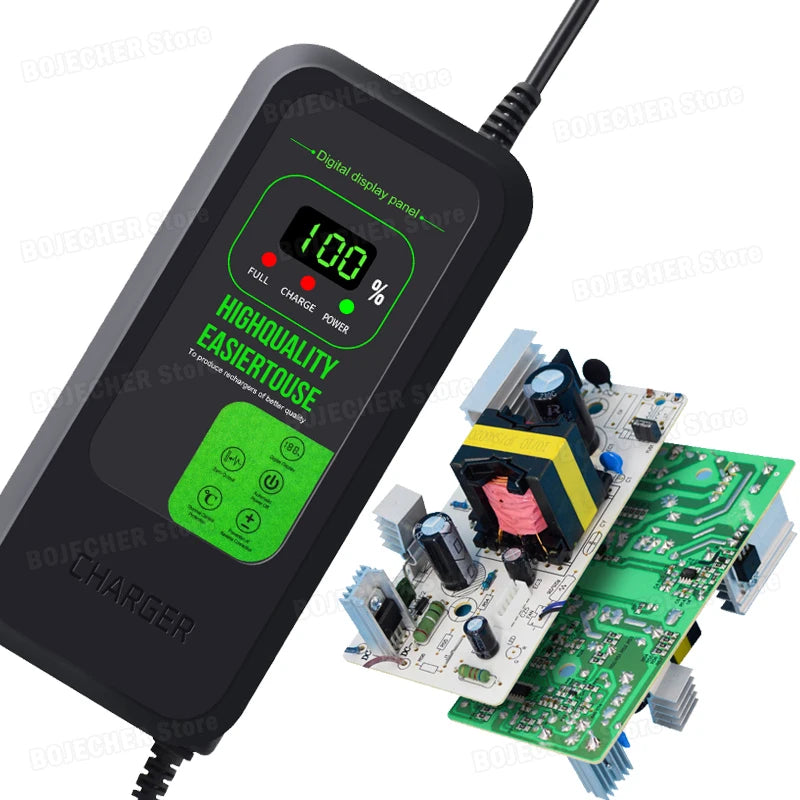 Newly Upgraded Lithium Battery Charger 36V 42V / 48V 54.6V 2A 5A Digital Display Power Supply Adapters DC5525 With Fan EU Plug Oasis Select