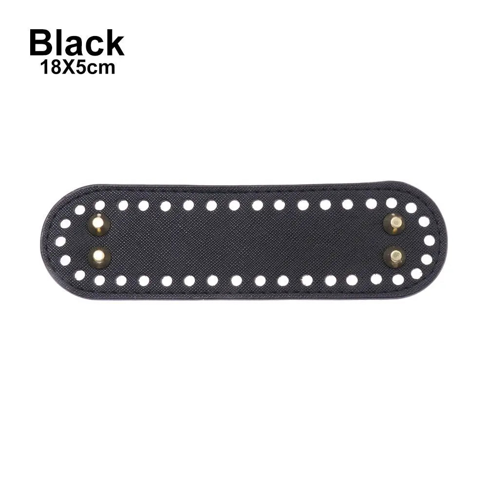Material Crochet Bag With 52 holes DIY Bag Accessories for Knitted Bag PU leather Long Bag Bottom Oasis Select black-18x5CM
