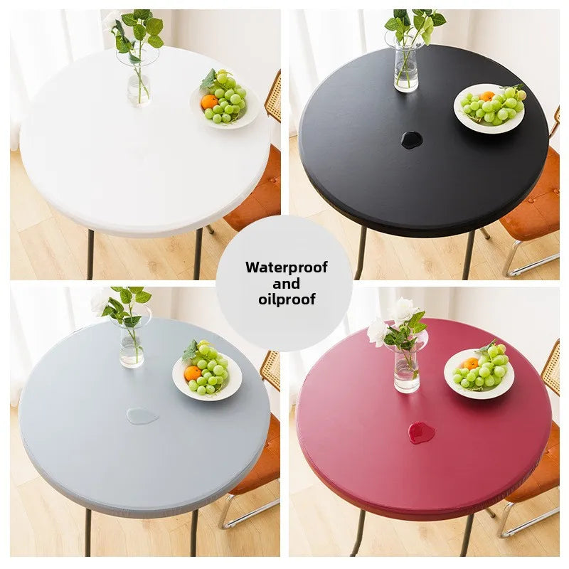 Elastic Round Table Cover Waterproof and Oil Resistant All Inclusive Desktop Cover Household Outdoor No Wash Elastic Band Oasis Select