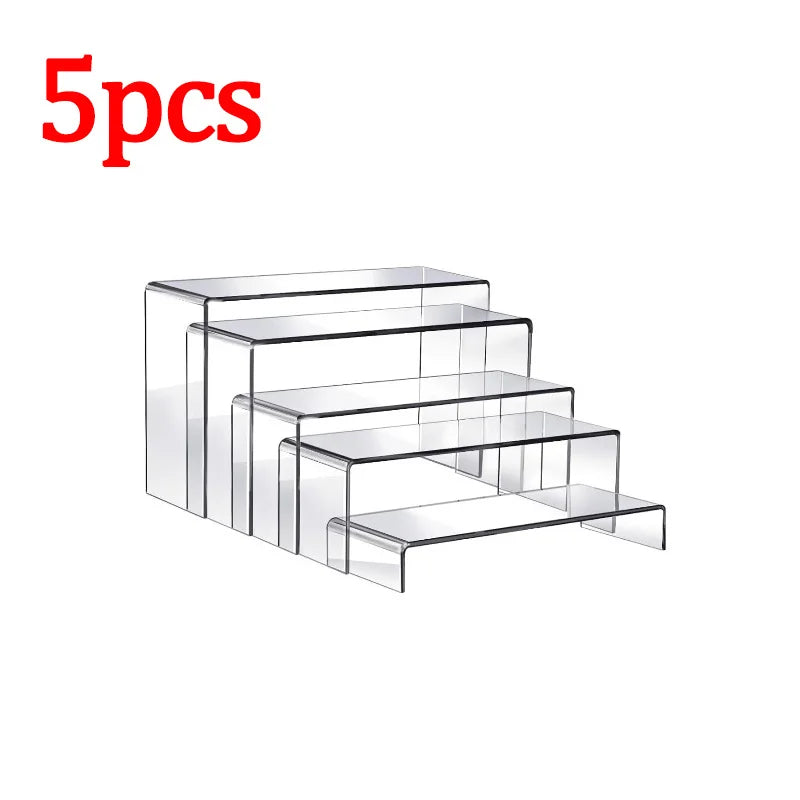 Clear Acrylic Display Risers – Set of 5, 8 or 10 Stands