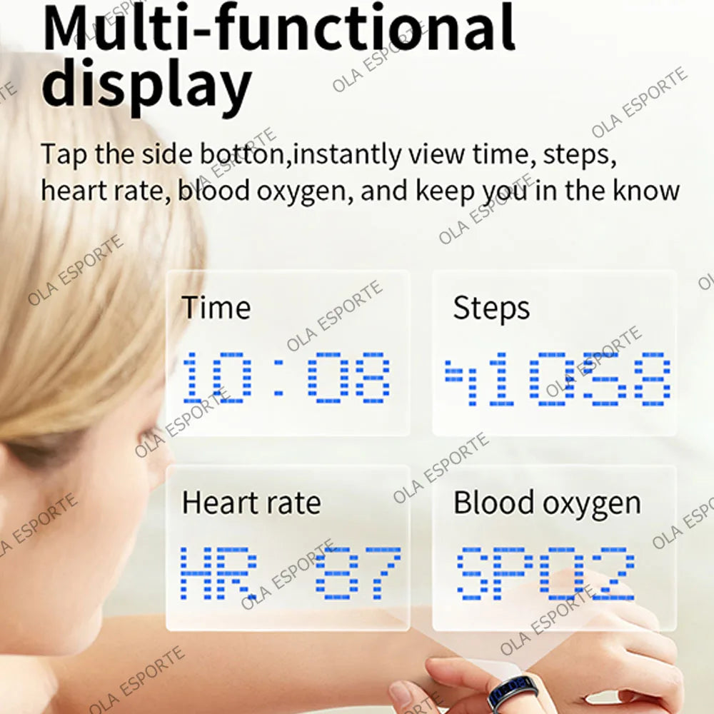 Smart Ring LED Display – Heart Rate, Sleep & Step Tracker