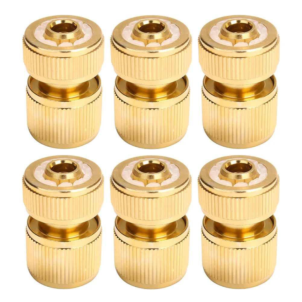 Brass-Coated Hose Adapter, 1/2" Quick Connect Swivel Connector Garden Hose Coupling Systems for Watering Irrigation Oasis Select 6pcs
