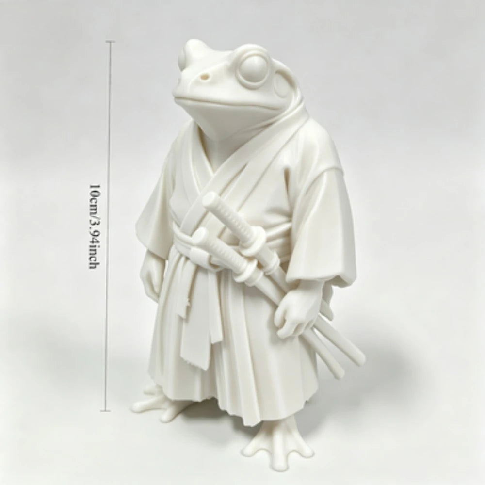 Samurai Frog Warrior Statue Decoration Unique Cool Desktop Decoration Home Desktop Display Creative Festival Party Mini Figurine Oasis Select Pure White