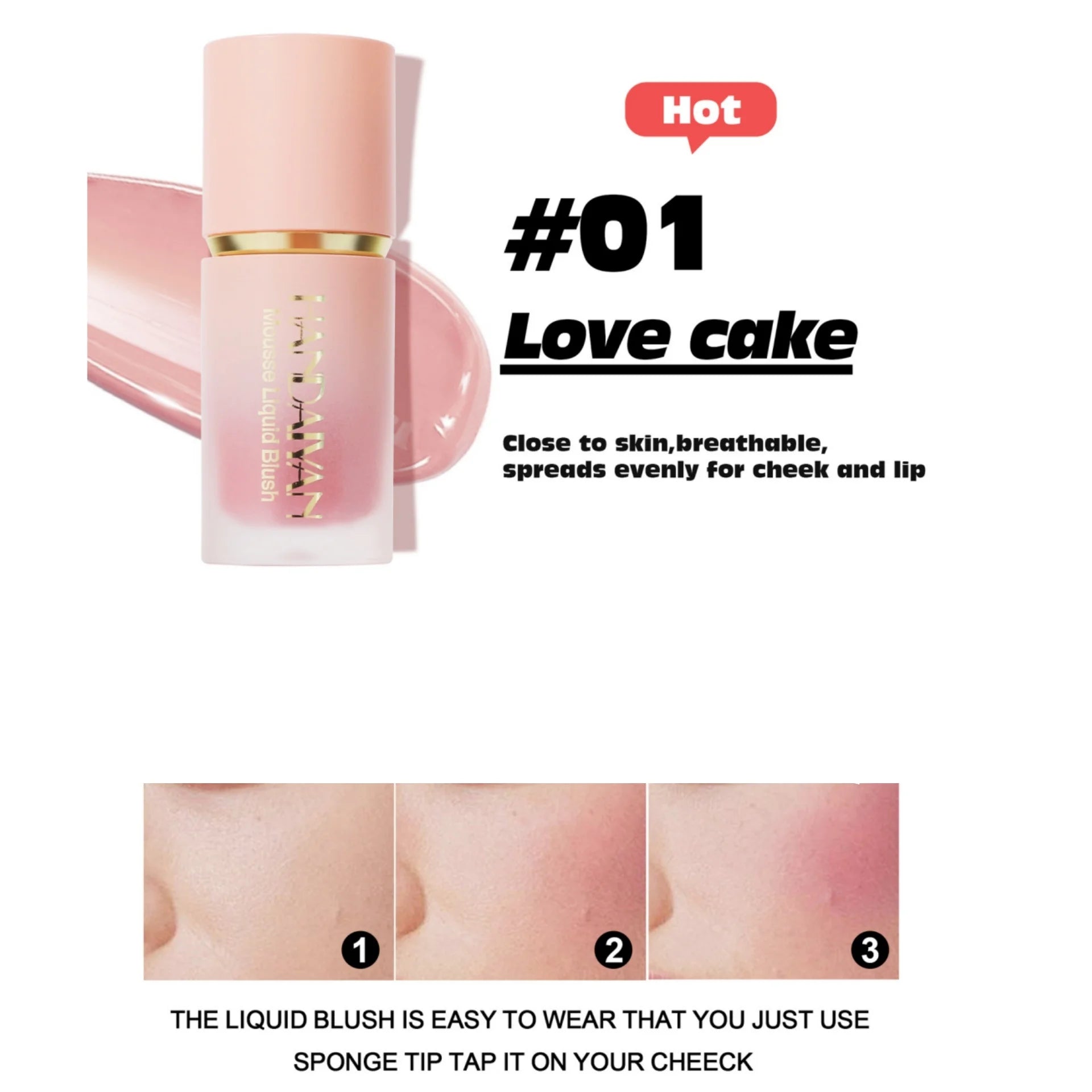 HANDAIYAN Velvet Liquid Blush – Matte, Long-Lasting Cheek Color