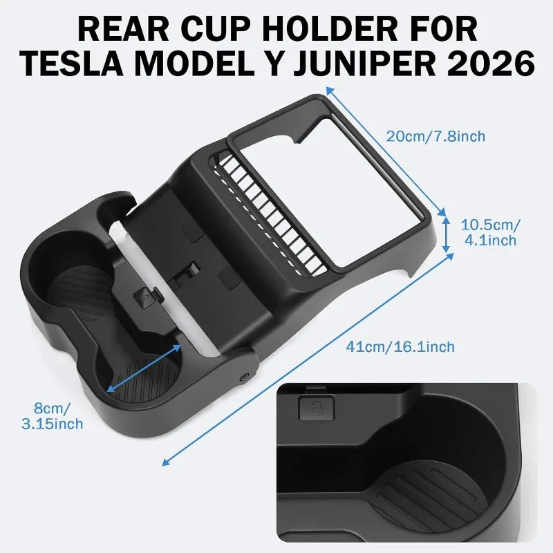 For Tesla Model 3/Y Juniper 2025 Easy Install Rear Air Outlet Armrest Box Cup Holder Multi-Function Storage Box Car Interior Oasis Select