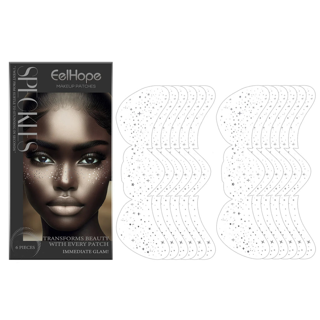 Facial Spot Glitter Sticker Fake Freckle Metallic Golden Irregular Waterproof Temporary Tattoo Star Sticker for DIY Daily Party Oasis Select Silvery X 2 boxed