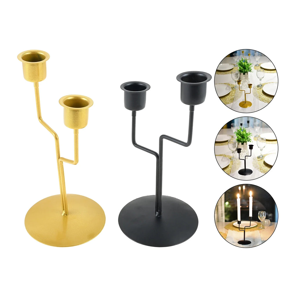 Fits for Decorating Candlelight Dinners,Weddings Nordic Style Interior Decoration Art 1Pc Gold 2-head Tree Branch Candlestick Oasis Select