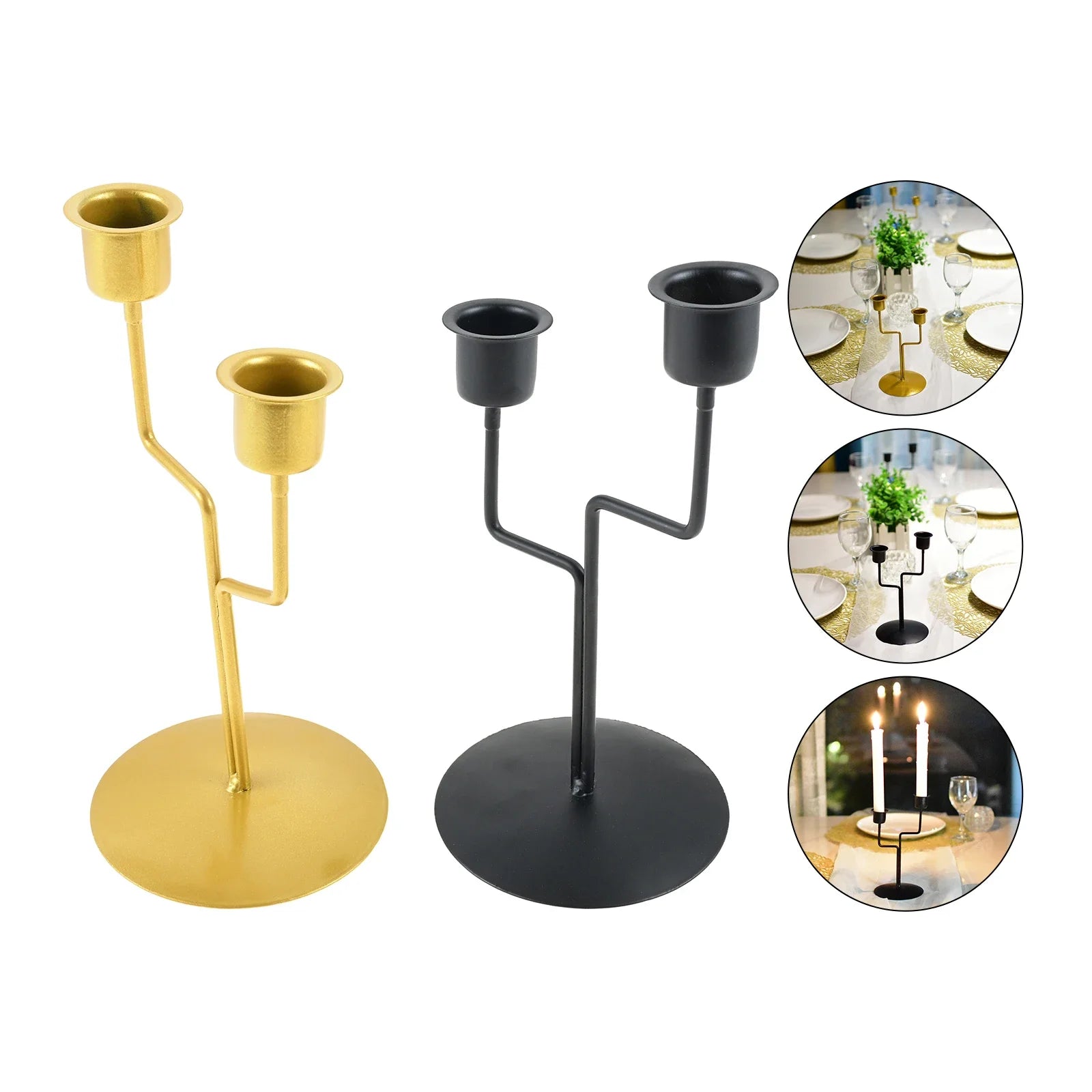 Fits for Decorating Candlelight Dinners,Weddings Nordic Style Interior Decoration Art 1Pc Gold 2-head Tree Branch Candlestick Oasis Select