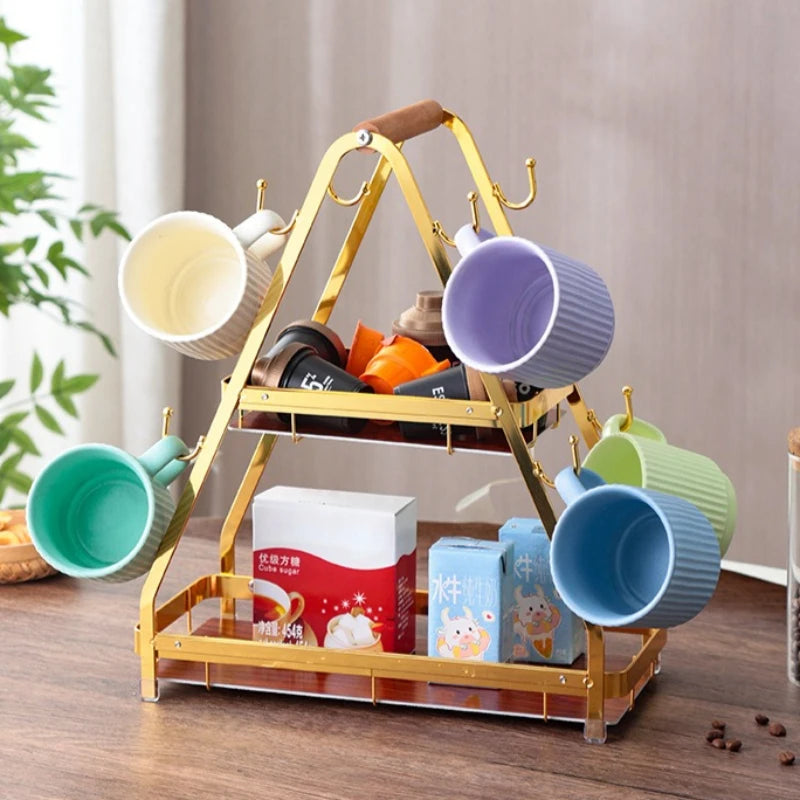 Mug hanger glass water cup rack kitchen living room desktop storage rack hook coffee cup holder Oasis Select