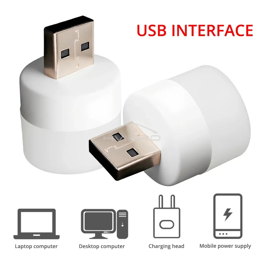 1/2/3/5/10Pcs USB LED Plug Lamp Super Bright Eye Protection Bulbs USB Book Lights Computer Mobile Power Charging LED Night Light Oasis Select
