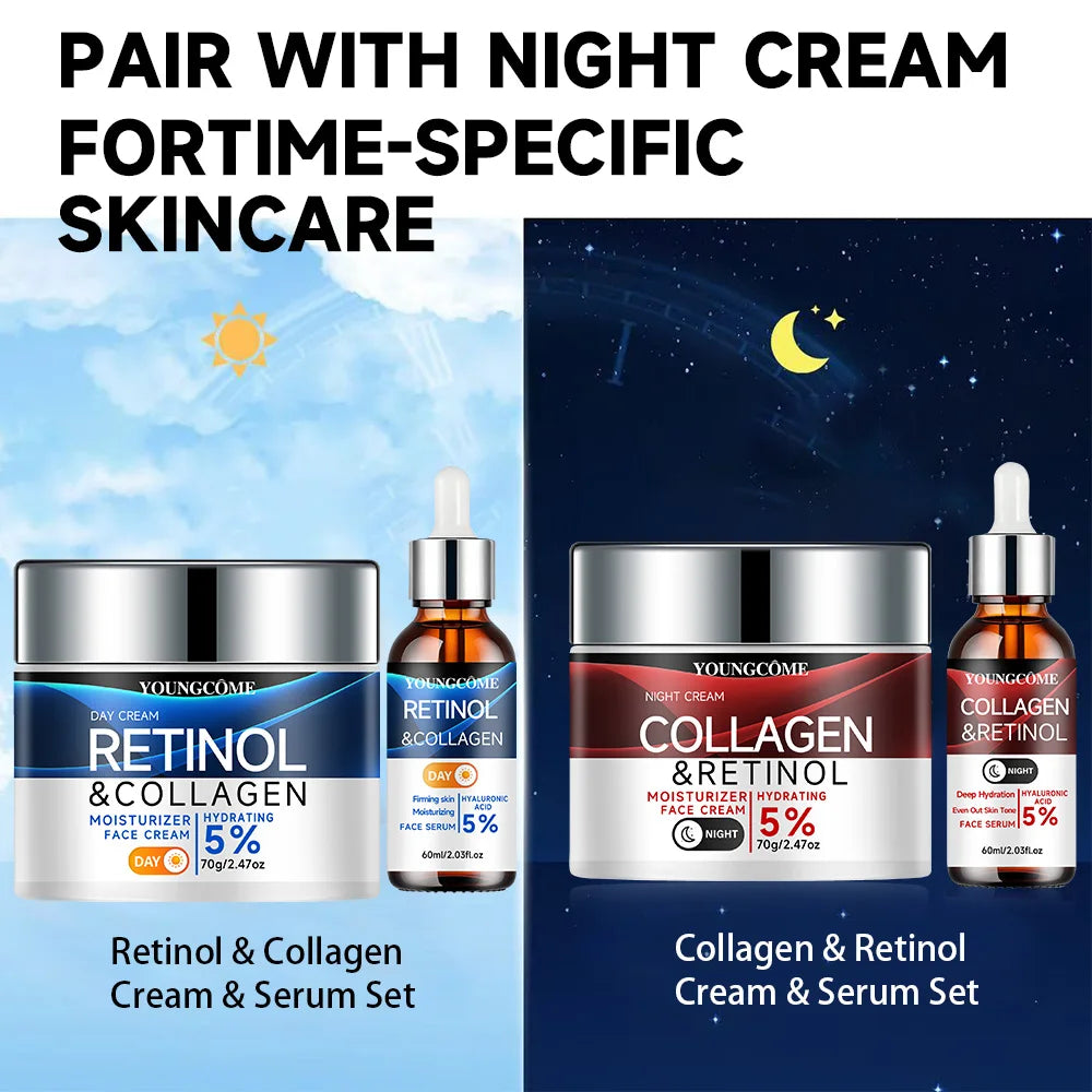 YOUNGCOME Retinol Day & Night Cream Serum Set | Anti-Aging Kit