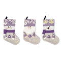 Christmas decorative purple socks with Santa Claus snowflake and antlers patterns large 45cm for holiday decoration Oasis Select Mix China Mainland