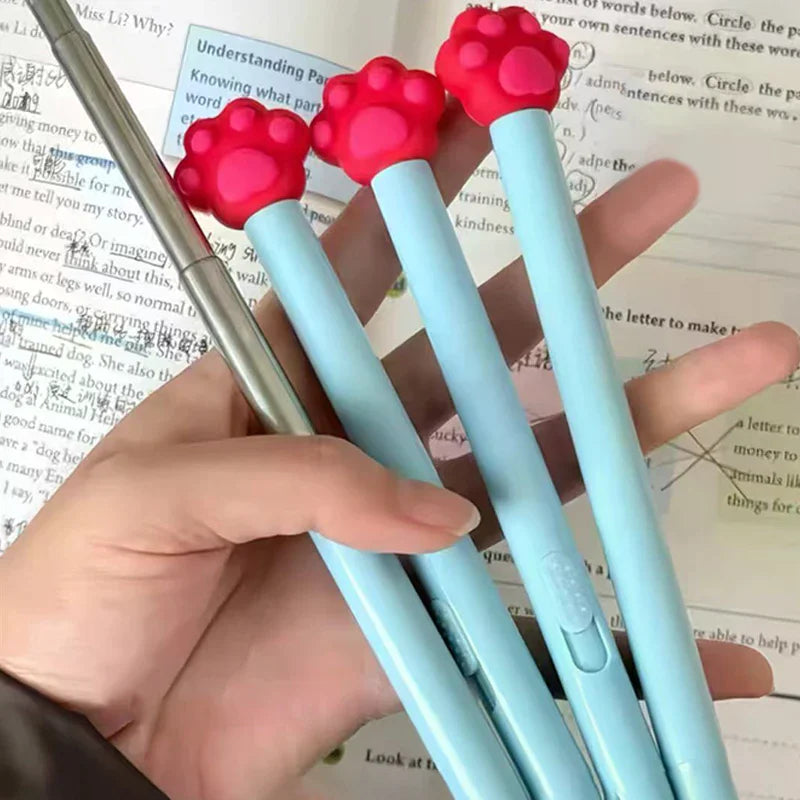 Cartoon Cat Paw Retractable Finger Reading Stick Telescoping Teacher Hand Pointer Creative Ballpoint Pen Student Stationery Oasis Select